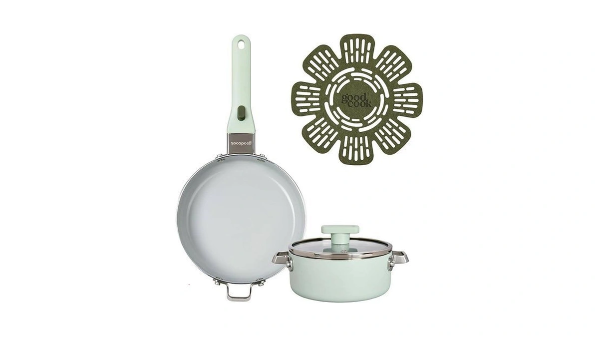 Goodcook Ceramic Cookware Set 5-piece With Removable Handle, Induction Compatible,