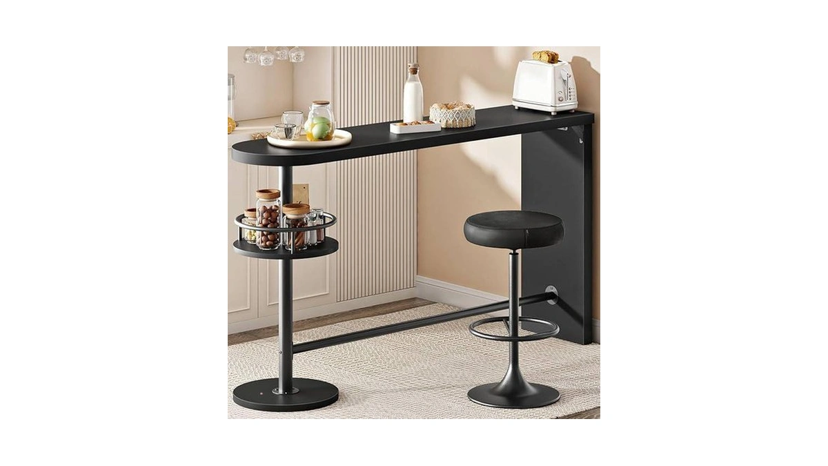Hoobro Bar Height Table, 2-tier Kitchen Bar Table, Counter Height