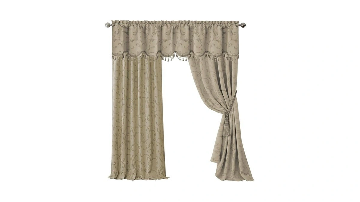 Elrene Home Fashions Mia Jacquard Scroll Blackout Window Curtain, 52"
