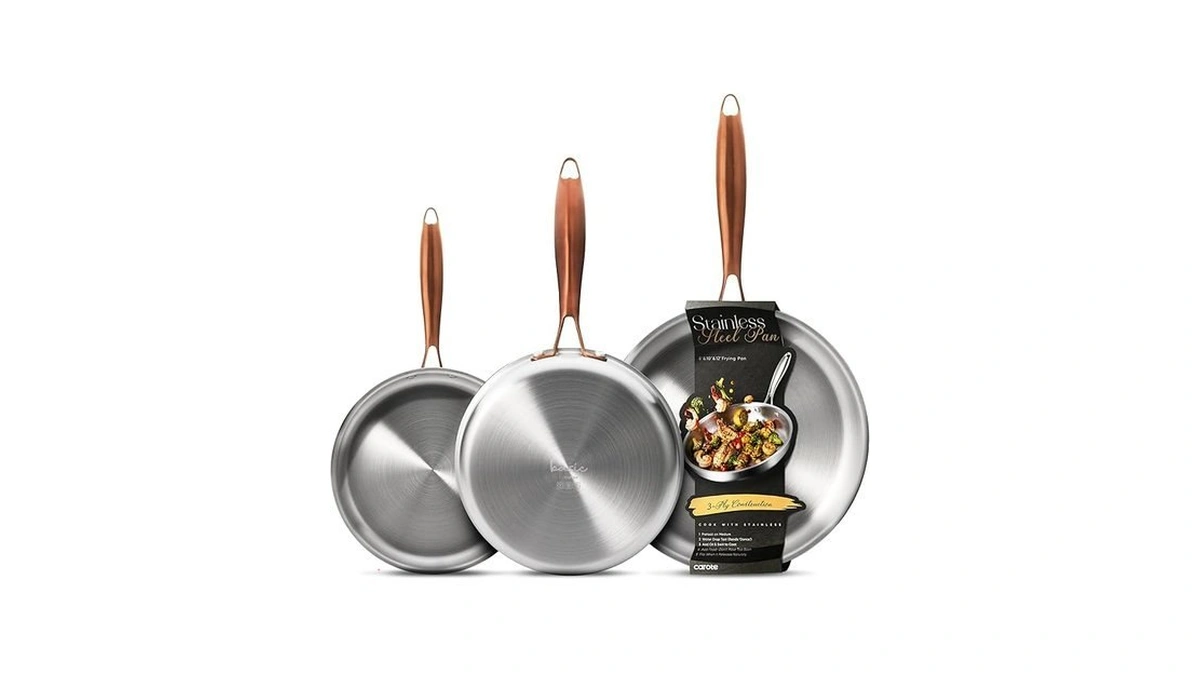 Carote 3-piece Tri-ply Stainless Steel Frying Pan Set, Skillet Set
