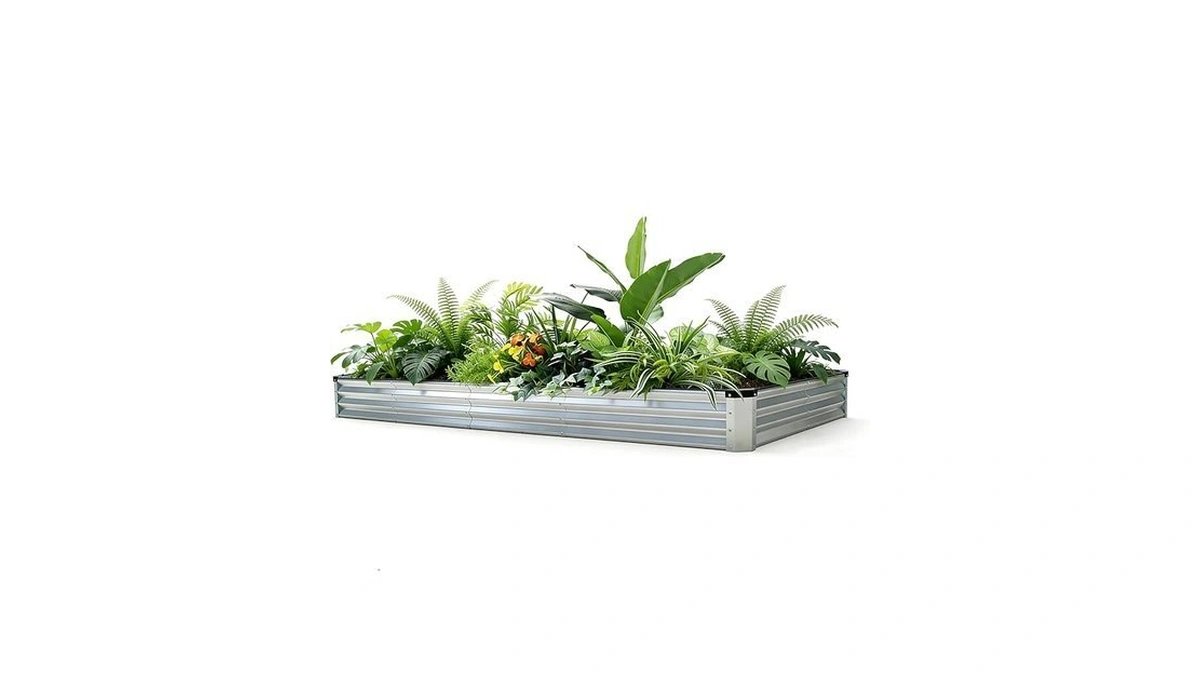 Growhaus 8x4x1ft Galvanized Raised Garden Bed – Large Outdoor Metal