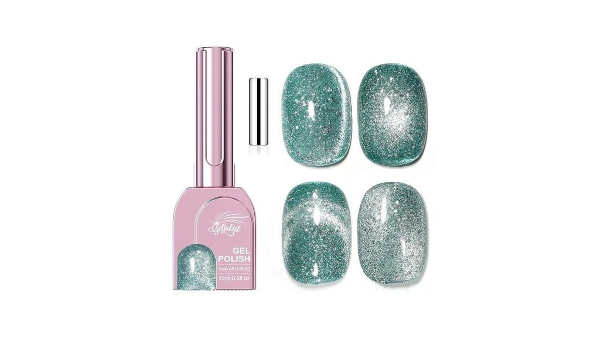 Gellaktik Green Cat Eye Gel Nail Polish With Magnetic Stick