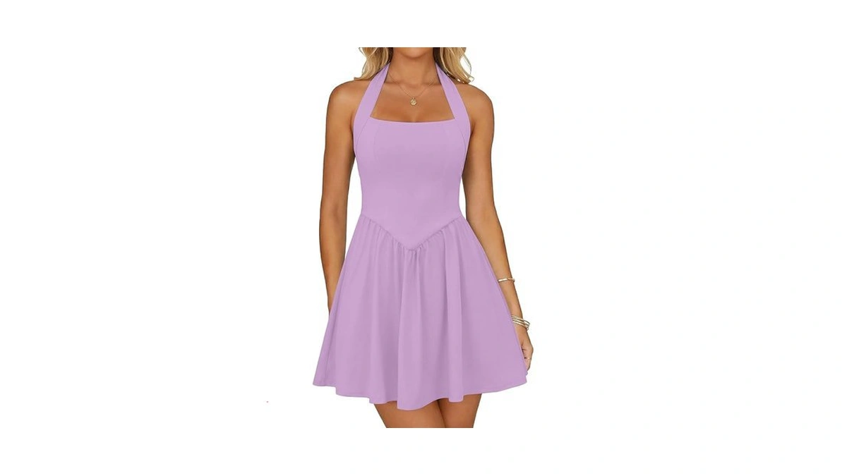 Zelroxa Women's Summer Halter Square Neck Sleeveless Mini Short Dress