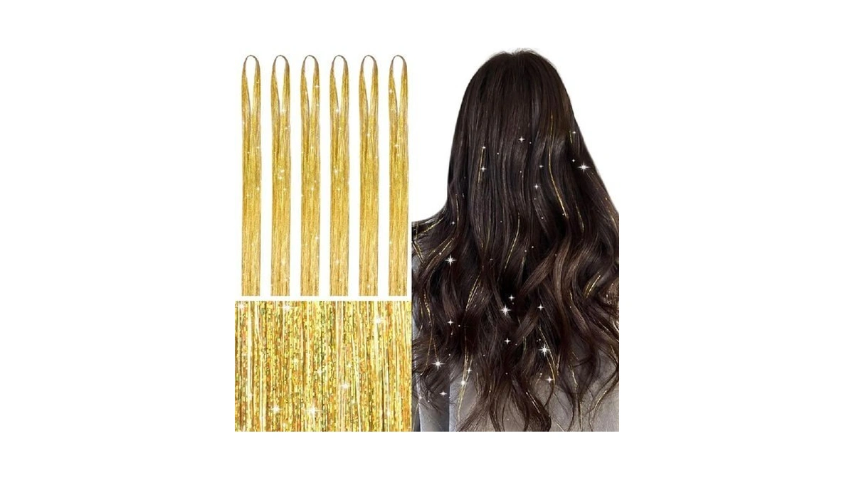 Wennalife Hair Tinsel For Girls, Champagne Fairy Kit 1200 Strands