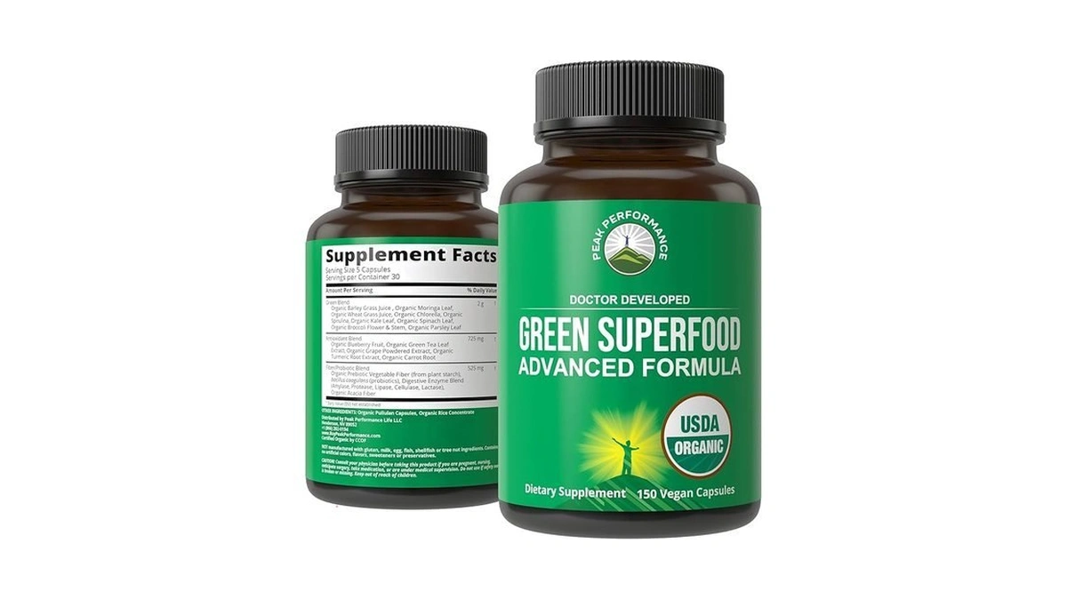 Organic Super Greens 150 Capsules - Green Juice Superfood Supplement