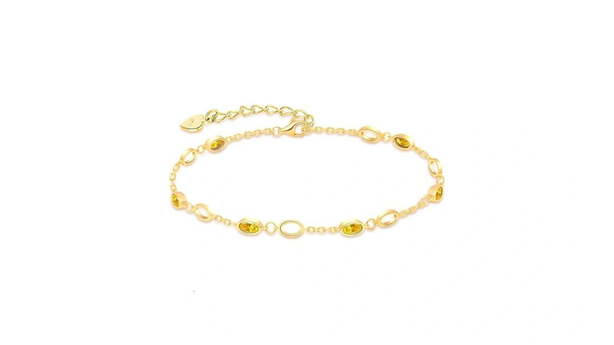 Riviko Nov Birthstone Bracelets For Women,925 Sterling Silver Gold Plated