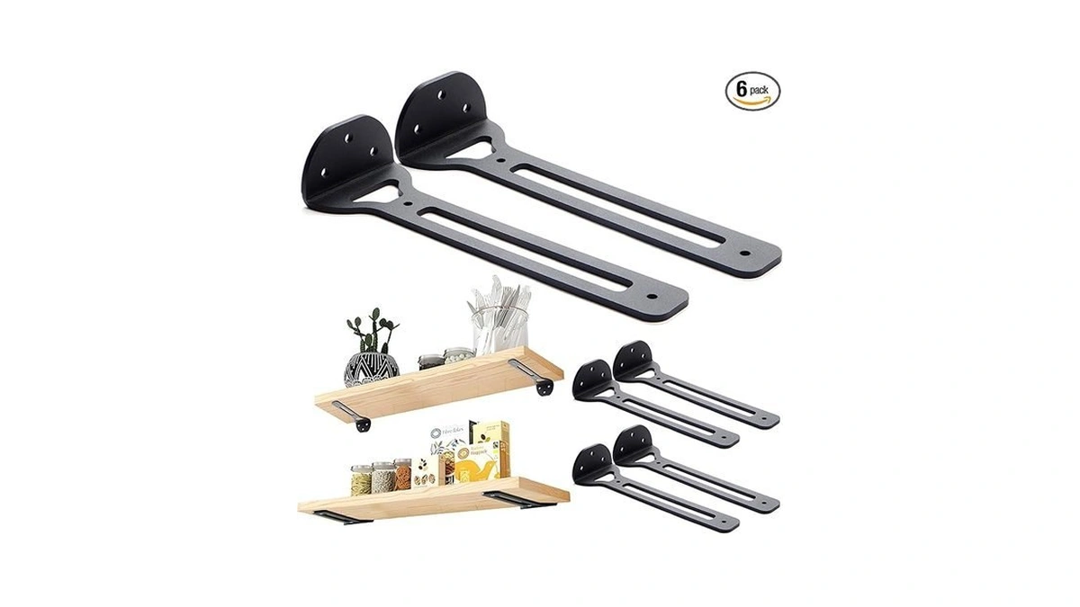 Khamal Floating Shelf Brackets 12 Inch - 6 Pack Heavy