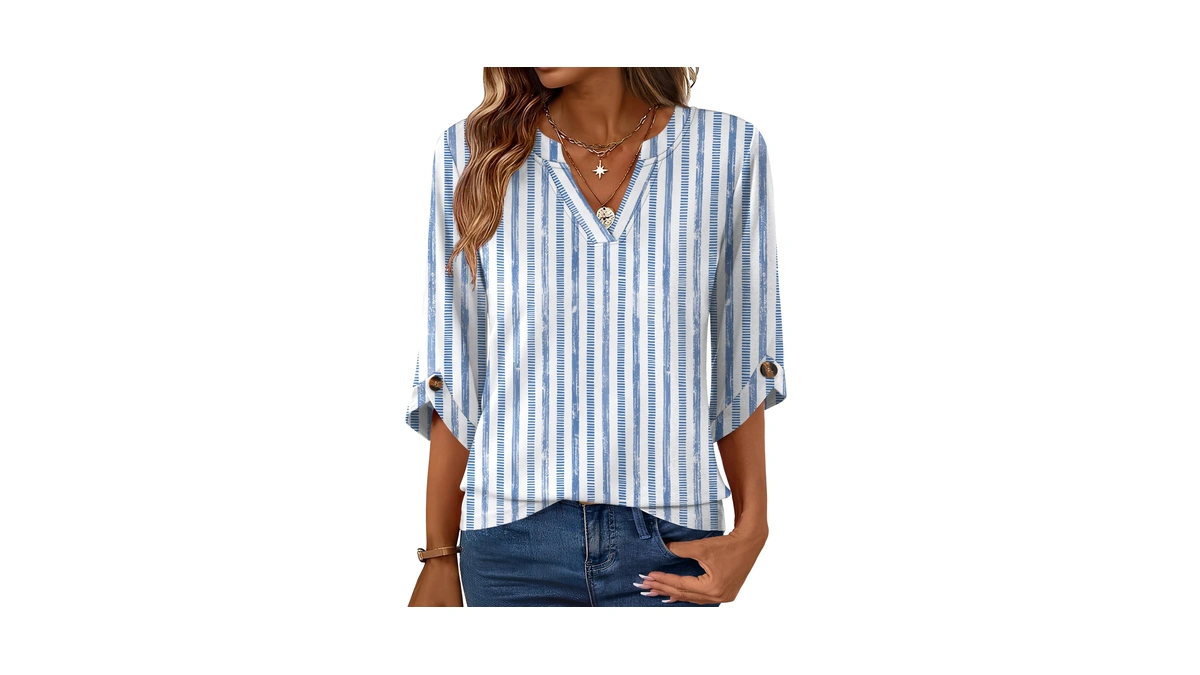 Kistore 3/4 Length Sleeve Shirts For Women Casual Spring Tunic