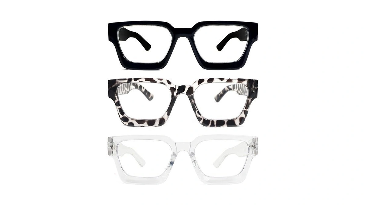 Reavee 3 Pack Thick Frame Reading Glasses For Women Men,