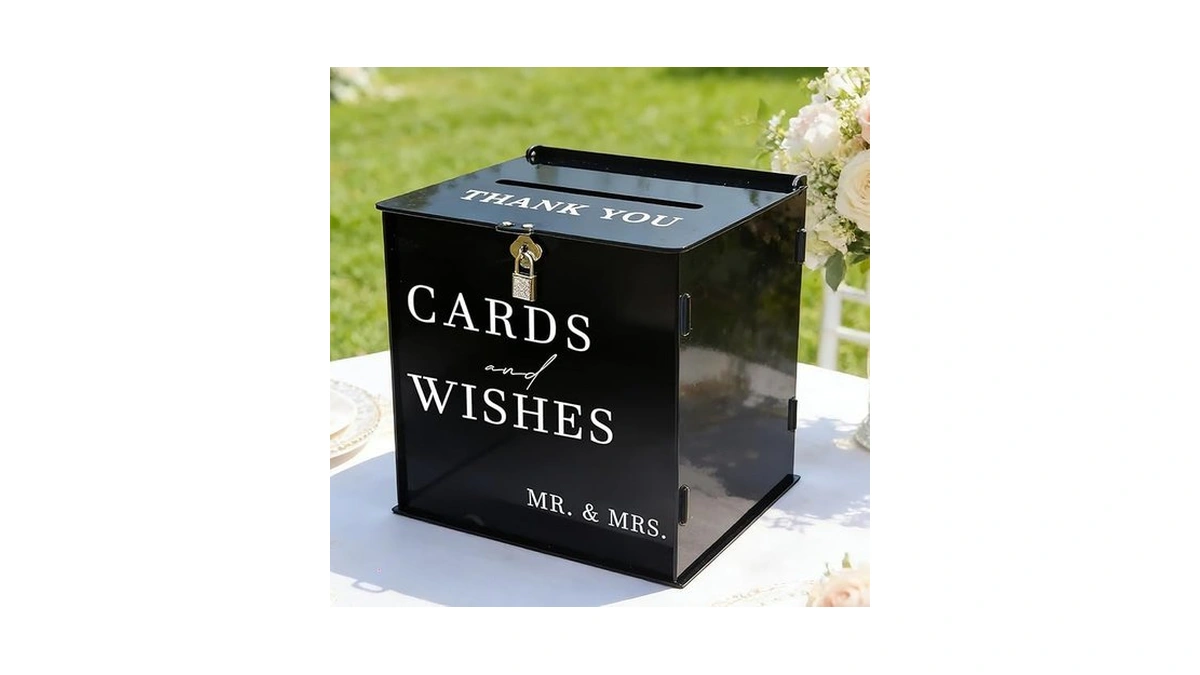Sofarkkt Black Acrylic Card Box With Slot & Lock, Diy