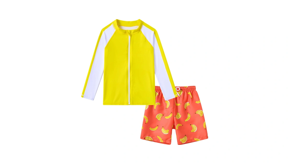 Boys Swim Set Two Piece Bathing Suit Kid Rash Guard