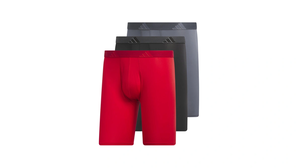 Adidas Men's Microfiber Long Boxer Briefs (3-pack) Moisture-wicking Performance Stretch