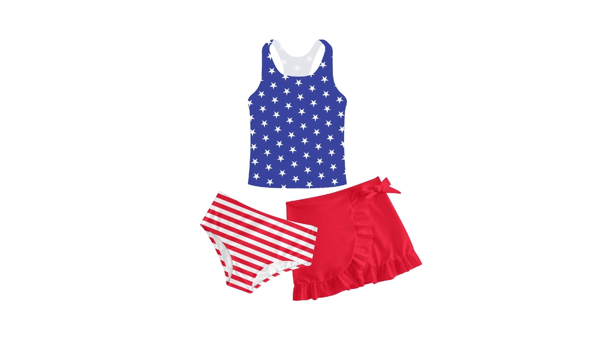 Cutemile 4th Of July Swimsuit For Girls Size 10-12 Patriotic