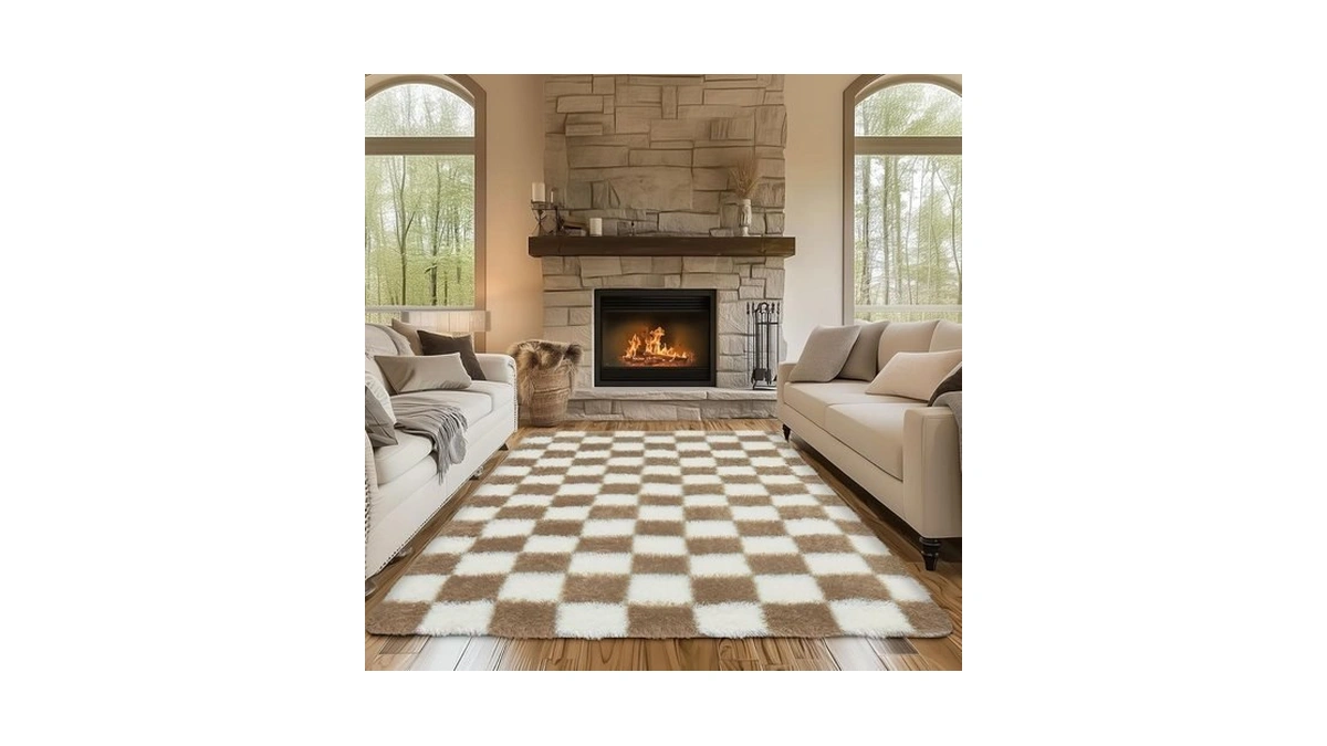 Ecoshag Soft Rugs For Living Room, 6x9 Ft Beige And
