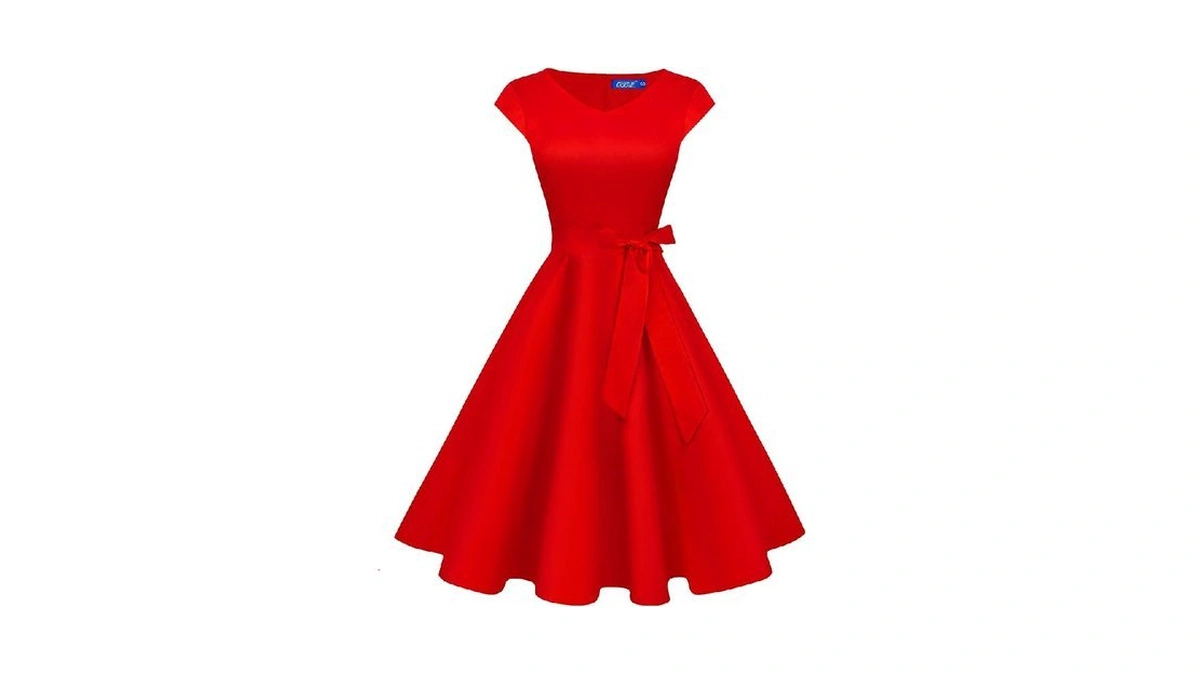 Obbue Women's Vintage Cocktail Dresses V Neck 1950s Dresses Homecoming