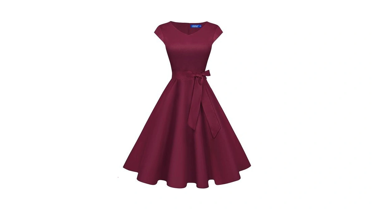 Obbue Women's Vintage Cocktail Dresses V Neck 1950s Dresses Homecoming