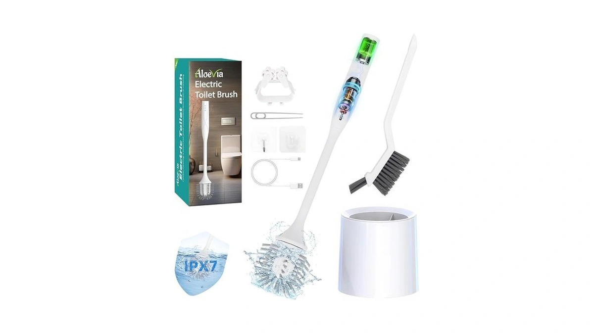 Aloevia Electric Toilet Brush With Holder, Ultra Quiet & Powerful
