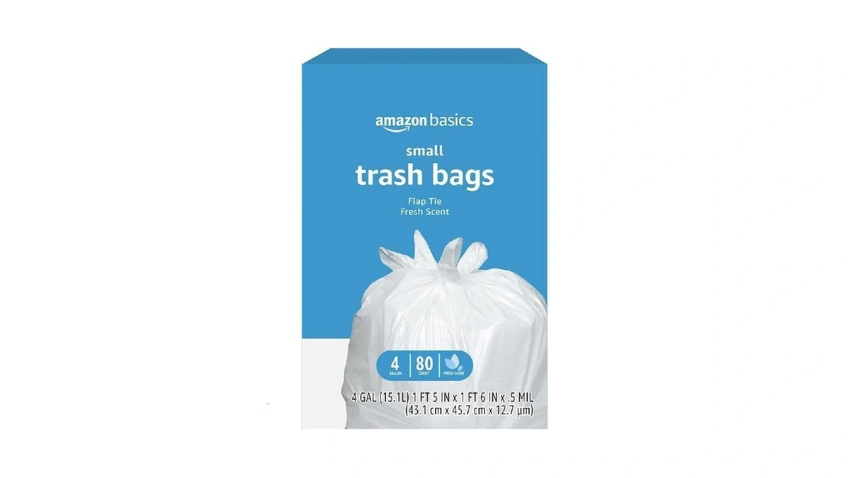 Amazon Basics Small 4 Gallon Trash Bags With Flap Ties,