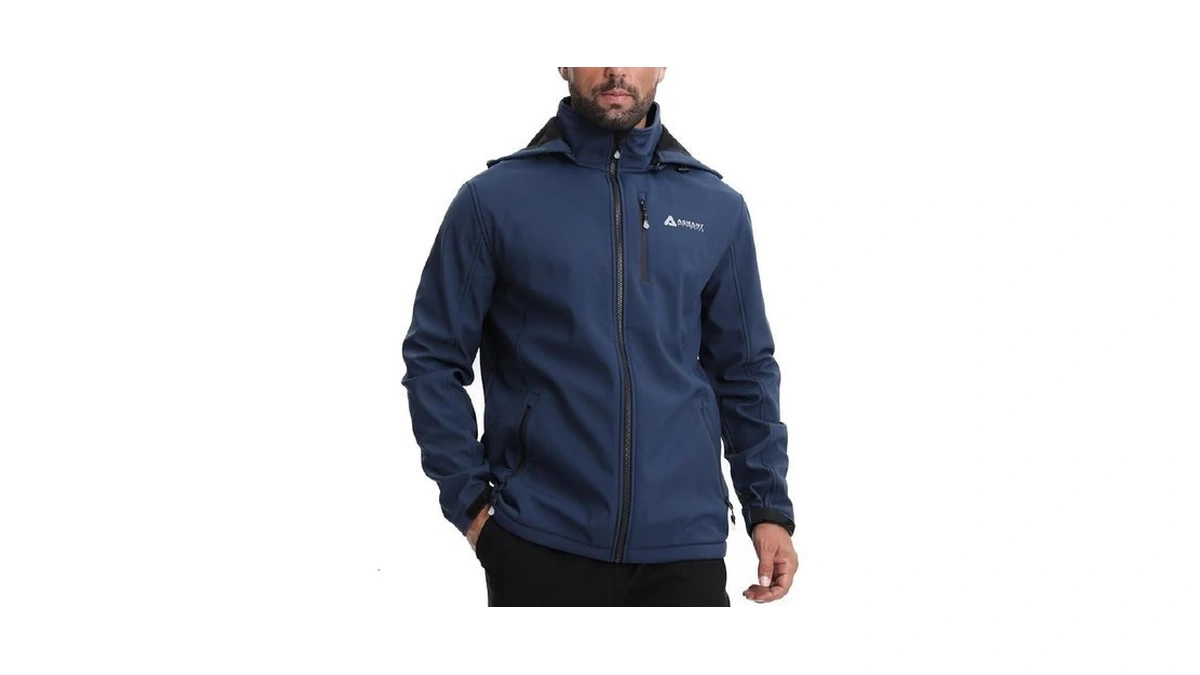 Lololeneon Men's Softshell Jacket,fleece Hooded Jacket Windbreaker For Outdoor Hiking