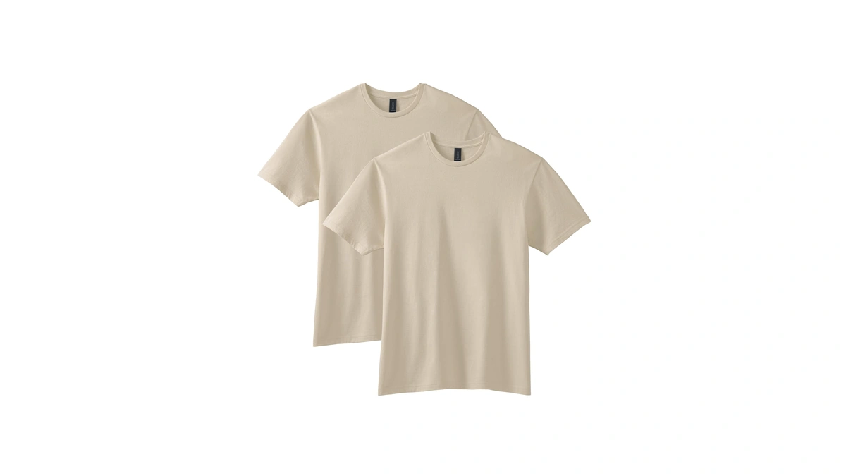 Gildan Adult Softstyle Cotton T-shirt, Style G64000, Multipack, Sand (2-pack),