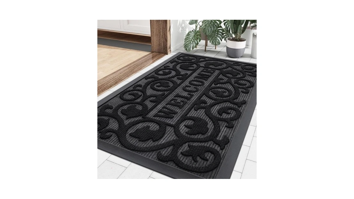 Smiry Welcome Door Mat Outside Entrance, Heavy Duty Trap Dirt