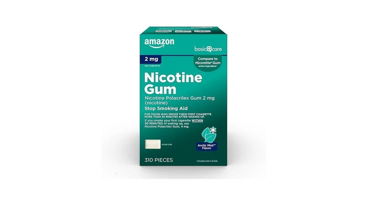 Amazon Basic Care Uncoated Nicotine Polacrilex Gum 2 Mg, Arctic