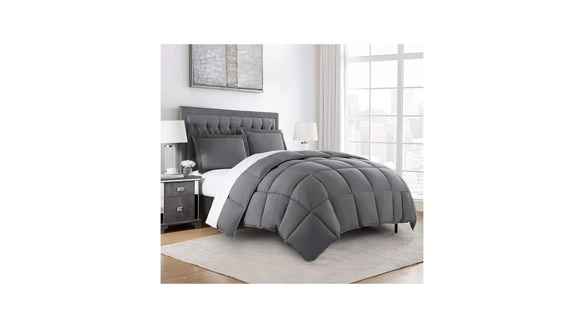 Chezmoi Collection 3-piece All Season Oversized King Comforter Set Gray,