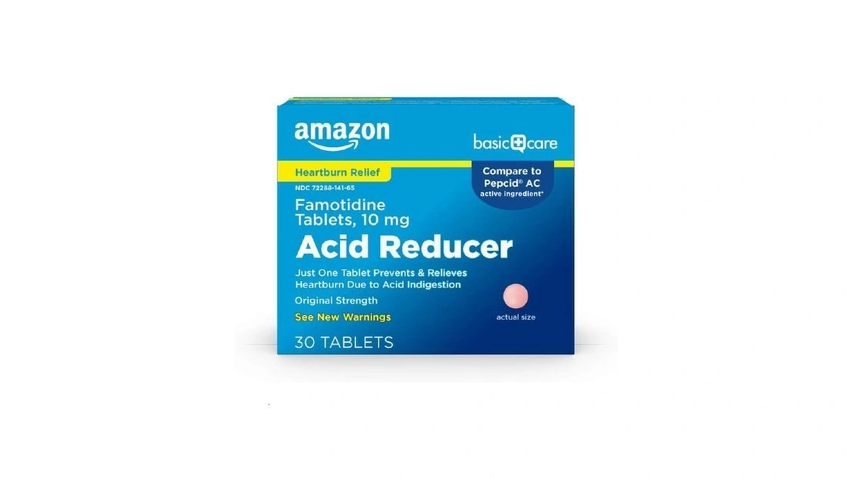 Amazon Basic Care Acid Reducer Famotidine Tablets, 10 Mg, Heartburn