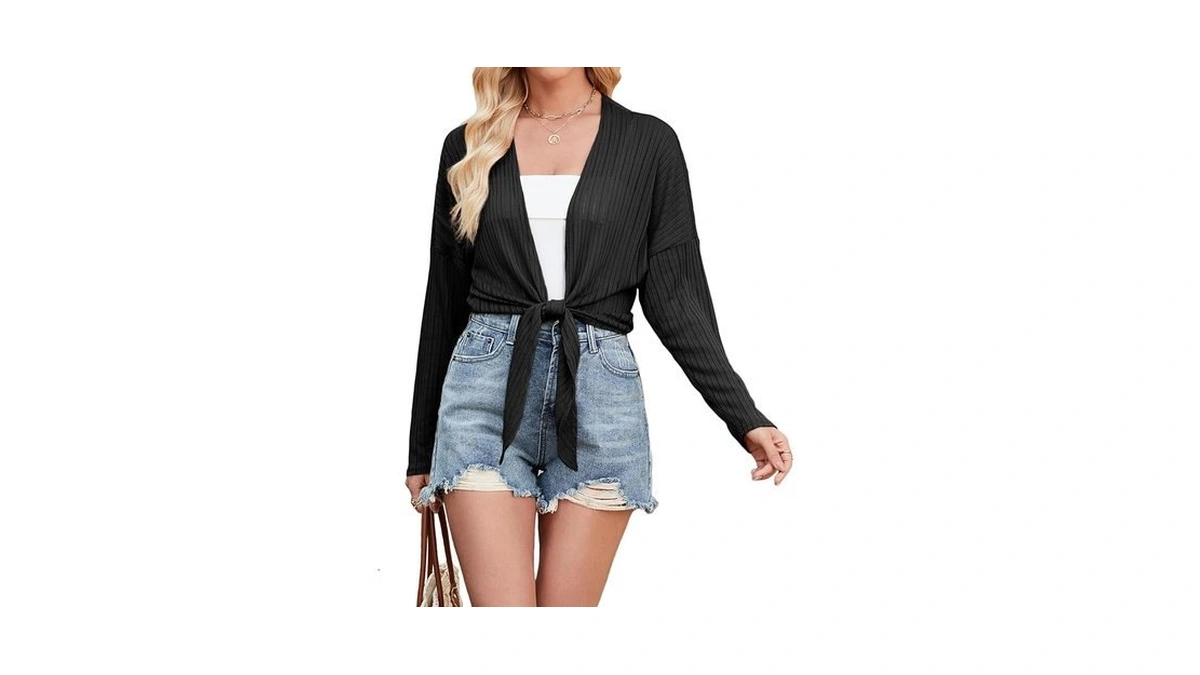 Zanzea Tie Front Cardigan For Women Long Sleeve Bolero Shrugs