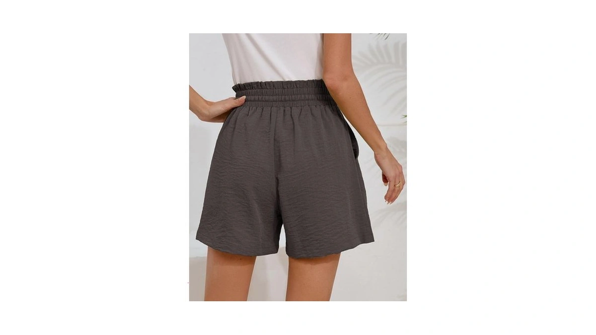 Moodclo High Waisted Wide Leg Shorts Smoky Gray Medium With