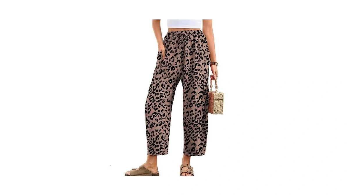 Heymoments Women's Wide Leg Lounge Pants Leopard Xx-large Lightweight Drawstring