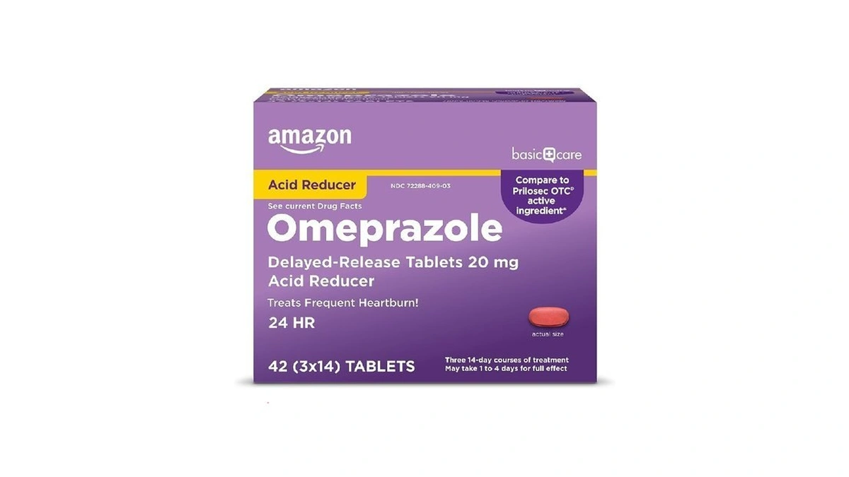 Amazon Basic Care Omeprazole Delayed Release Tablets 20 Mg, Acid
