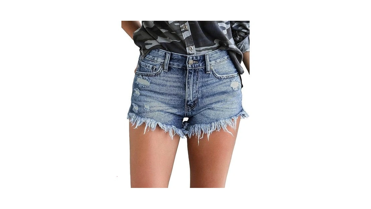 Modarani Cut Off Denim Shorts For Women Frayed Jean Shorts