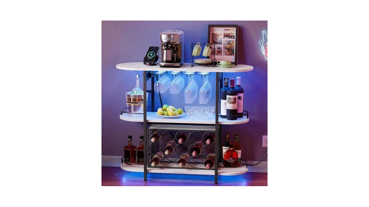 Vasagle Bar Cabinets For Home, Led Coffee Bar With Power