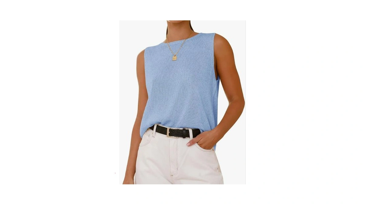 Btfbm Sleeveless Sweater Tops For Women 2026 Crew Neck Lightweight