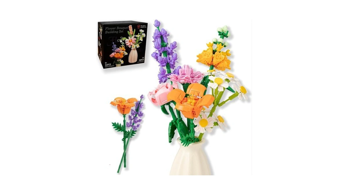 Flower Bouquet Building Blocks Set - Artificial Flowers With Roses