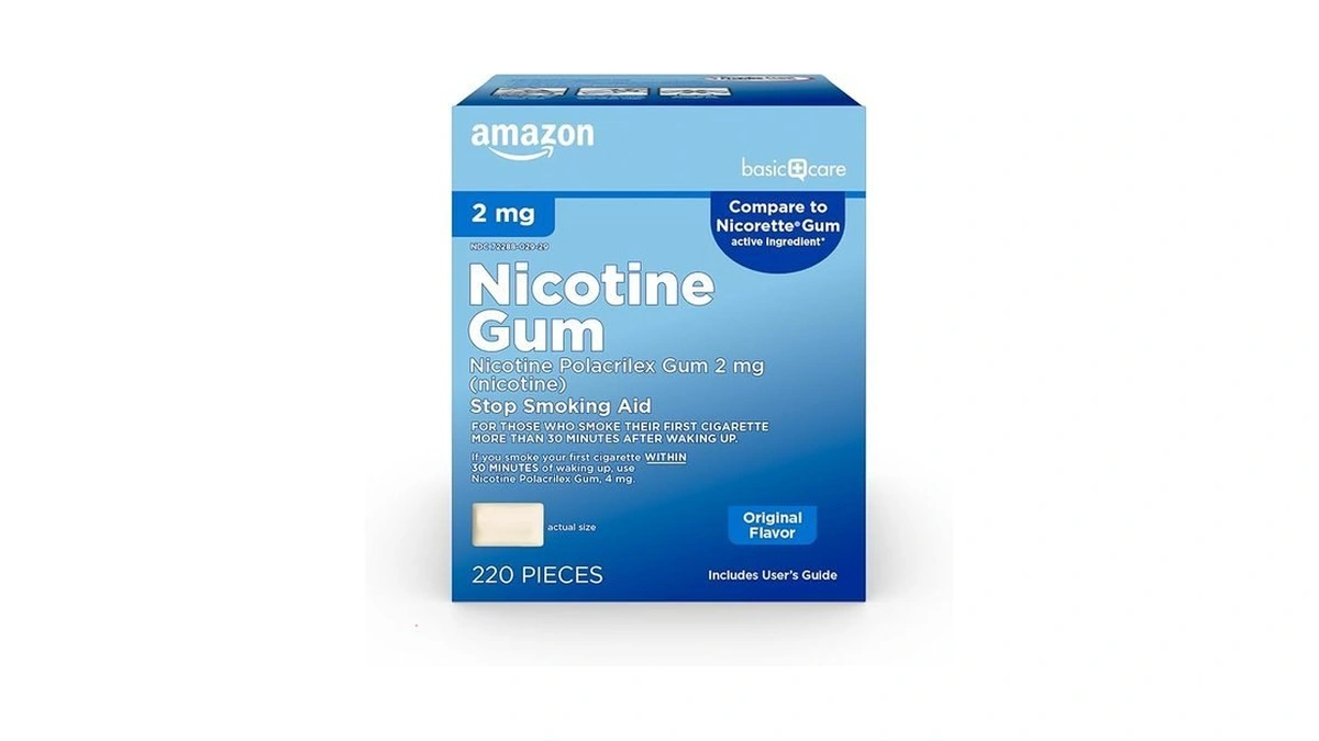 Amazon Basic Care Uncoated Nicotine Polacrilex Gum 2 Mg, Original