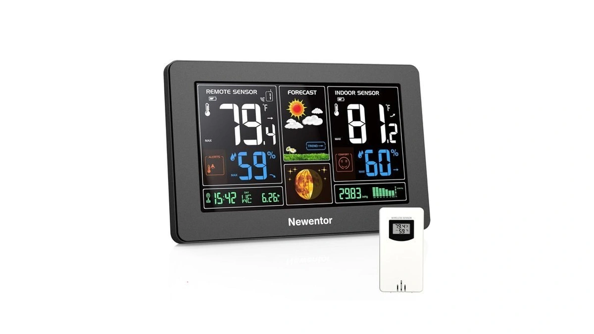 Newentor Weather Station Wireless Indoor Outdoor Thermometer, Color Display Digital