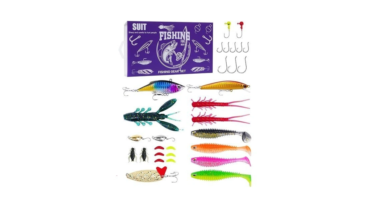 Ucec Fishing Gift Set, Compact Fishing Lure Kit With Hooks