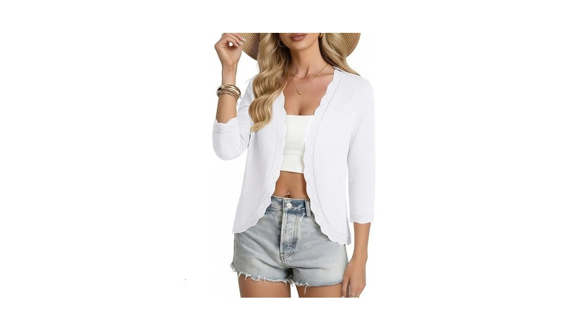 Grace Karin Women's Summer Cardigan Lightweight Cropped Bolero Sweaters 3/4