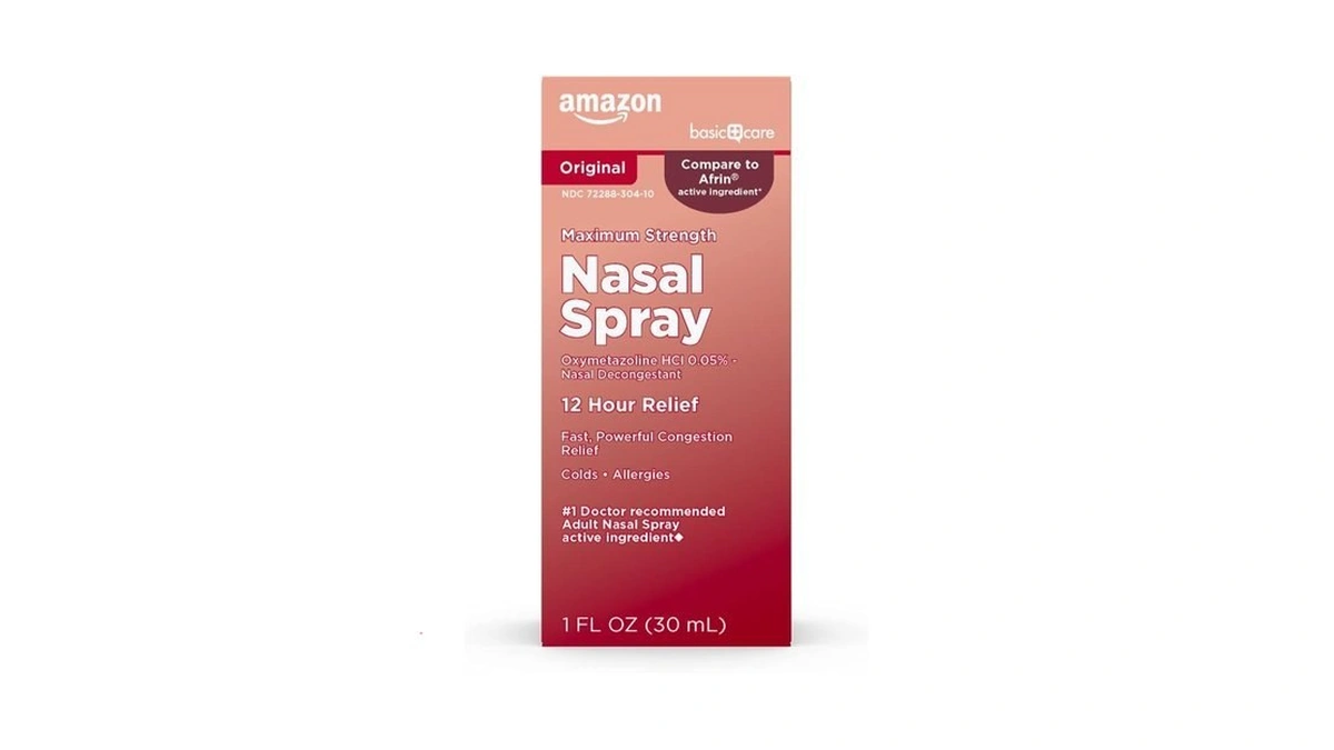 Amazon Basic Care Maximum Strength 12 Hour Nasal Spray, Oxymetazoline