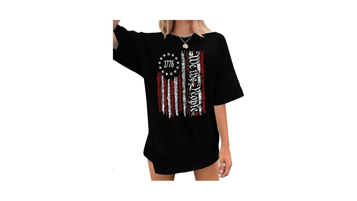 Oversized Flag Shirts Women: We The People 1776 T Shirt