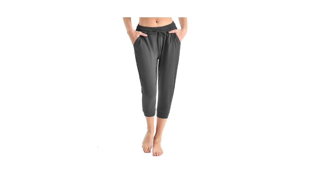 Walifrey Capri Pants For Women With Pockets, Cropped Joggers Drawstring