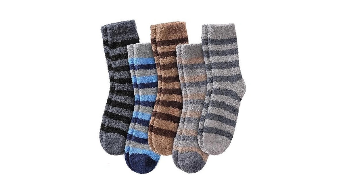 Linemin Mens Fuzzy Socks Cozy Fluffy Winter Warm Slipper Socks
