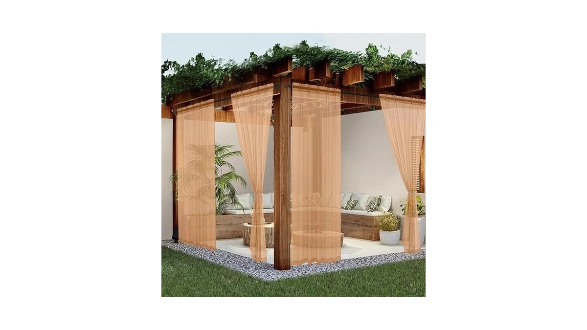Youleyar Sheer Outdoor Curtains For Patio Waterproof 2 Panels Linen