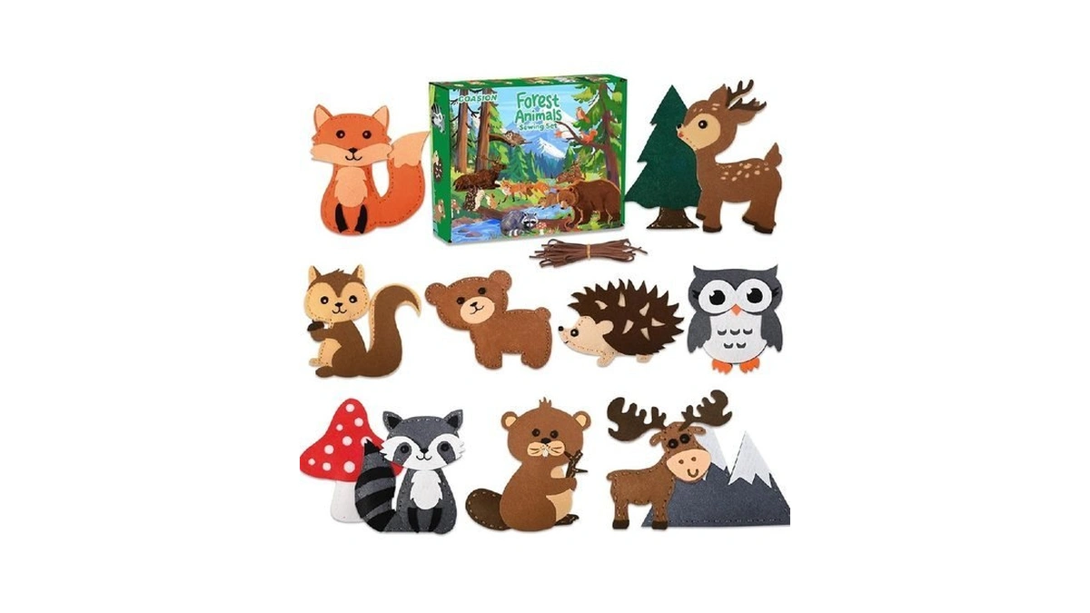 Goasion Sewing Kit For Kids, Woodland Animals Kids Sewing Kit,