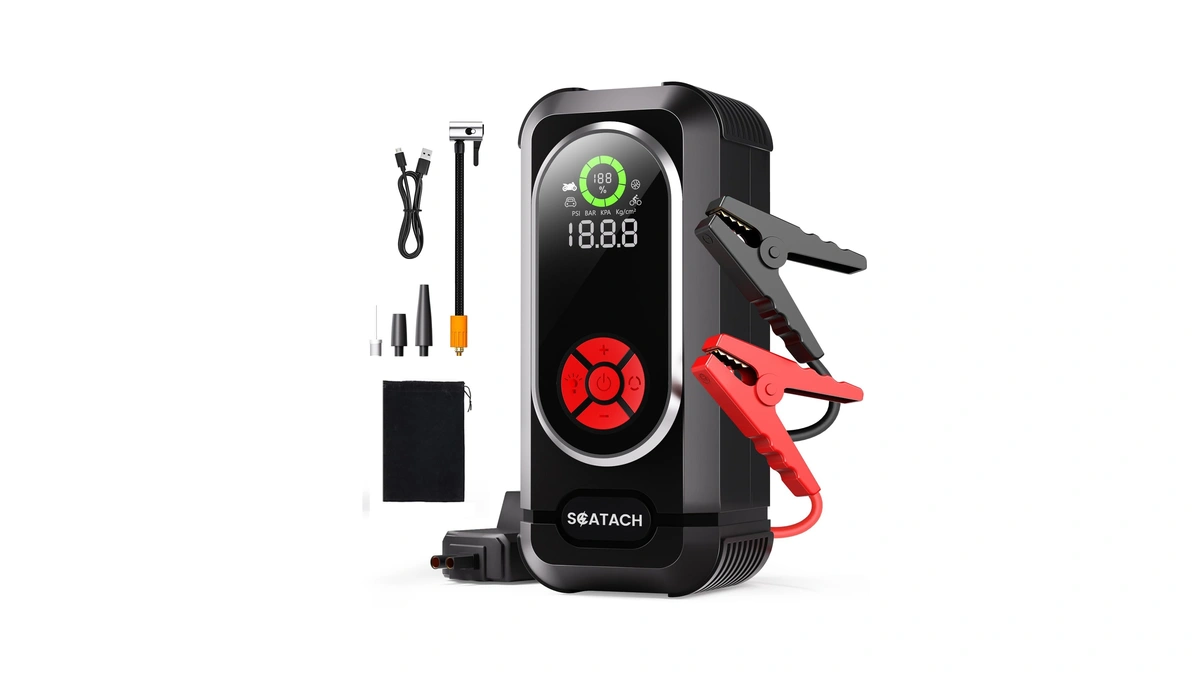 8000a Jump Starter With Air Compressor, 10-in-1 Car Battery Jump