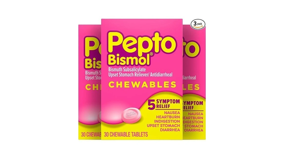 Pepto Bismol Chewable Tablets, Upset Stomach Relief, Nausea Relief, Heartburn