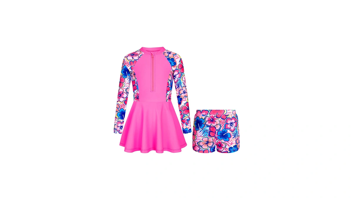 Modest Swimsuits For Girls Long Sleeve Size 10-12 Rash Guard