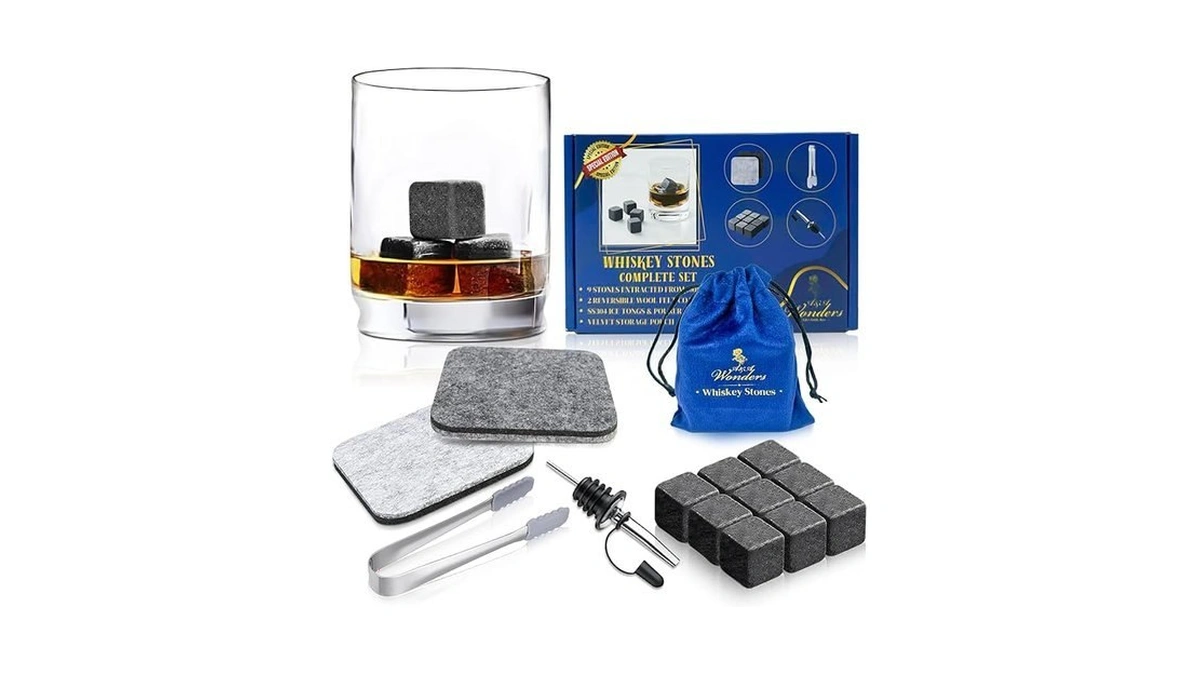 A&a Wonders Premium Whiskey Stones 100% Natural Granite Set Of